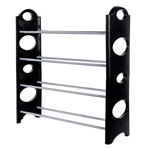 4 Shelves Shoe Rack, 12 Pairs Shoe Stand Organizer, Adjustable and Portable Plastic Shoe Rack for Door, Living Room