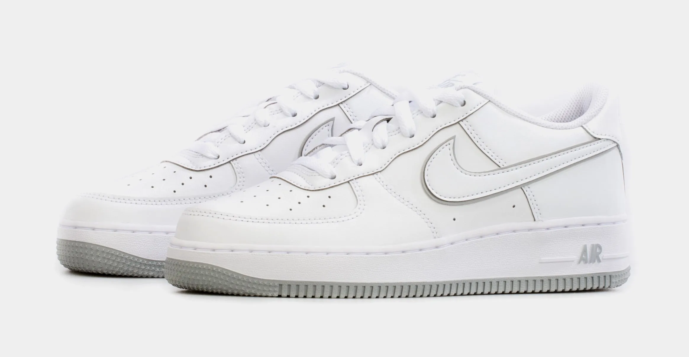 Air Force 1 Grade School Lifestyle Shoes (White/Grey)