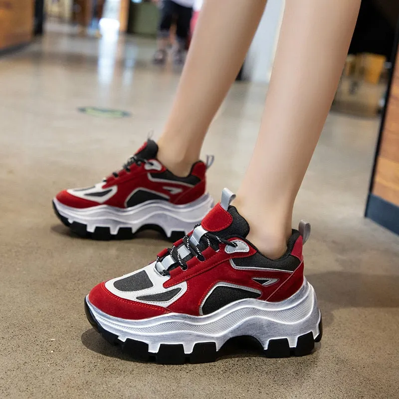 Amozae  VIP Link For Dropshipping Fujin Chunky Sneakers Women Spring Thick Bottom Daddy Shoes Round Toe Breathing Leisure Women Shoes