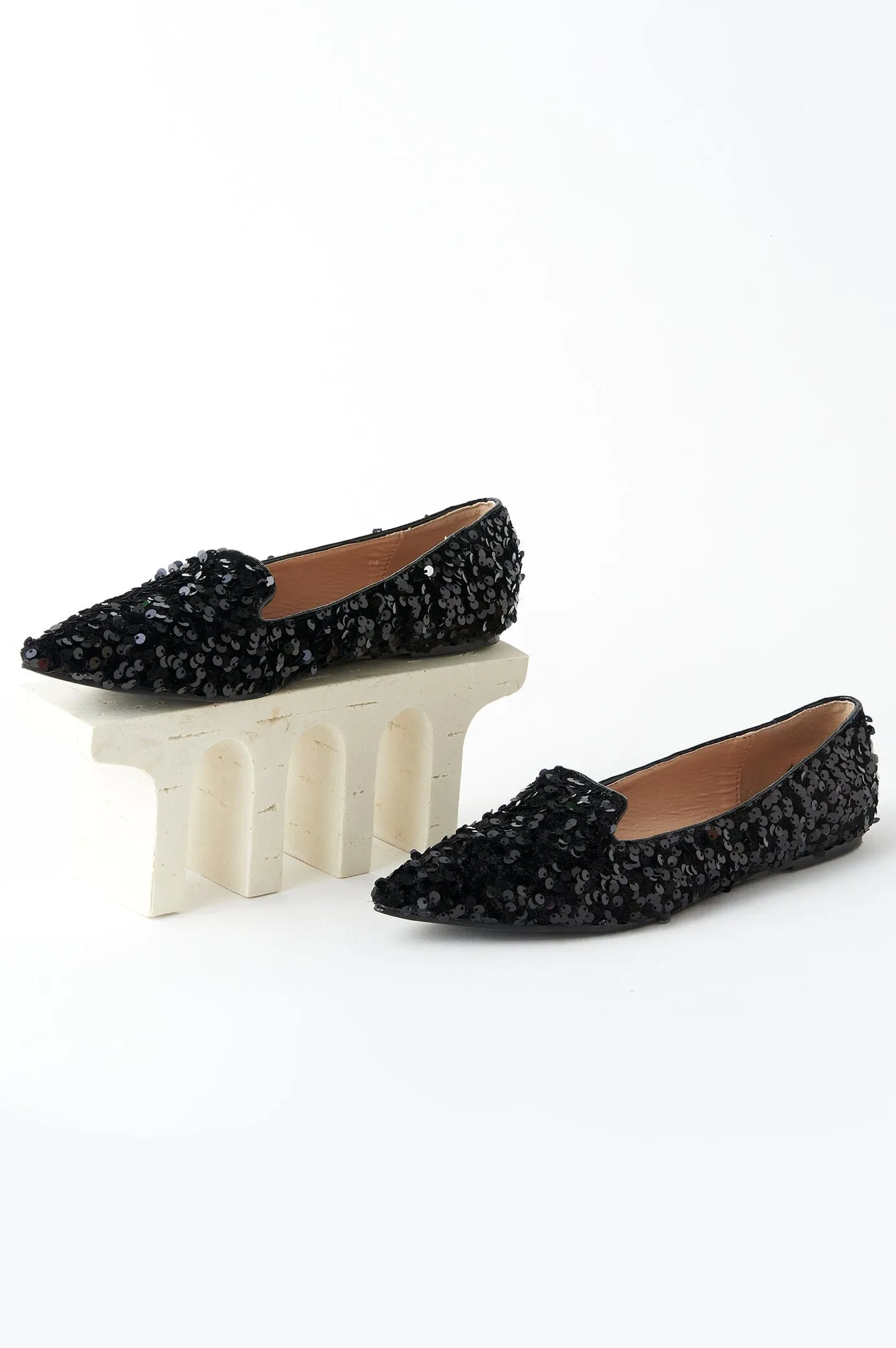 Annabelle Sequin Loafers Black