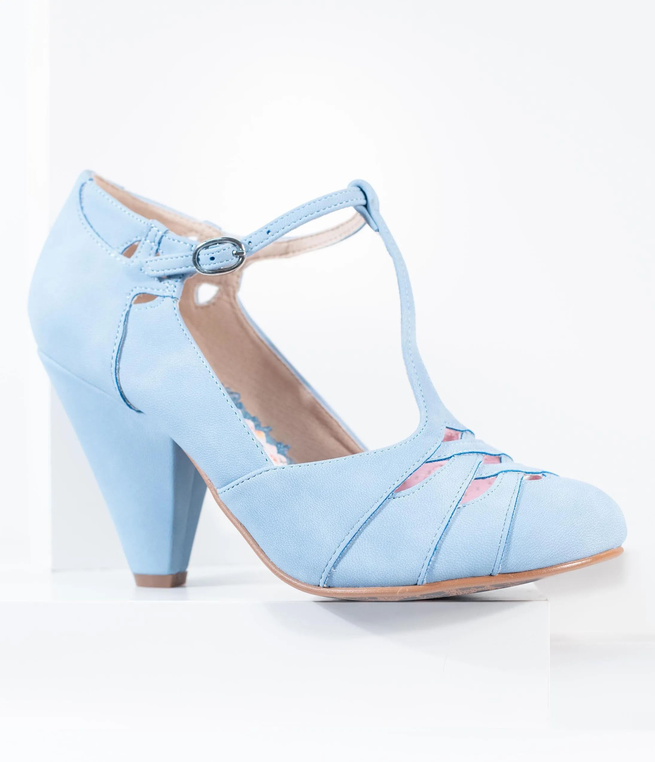 Bettie Page Baby Blue Laura T-Strap Heel