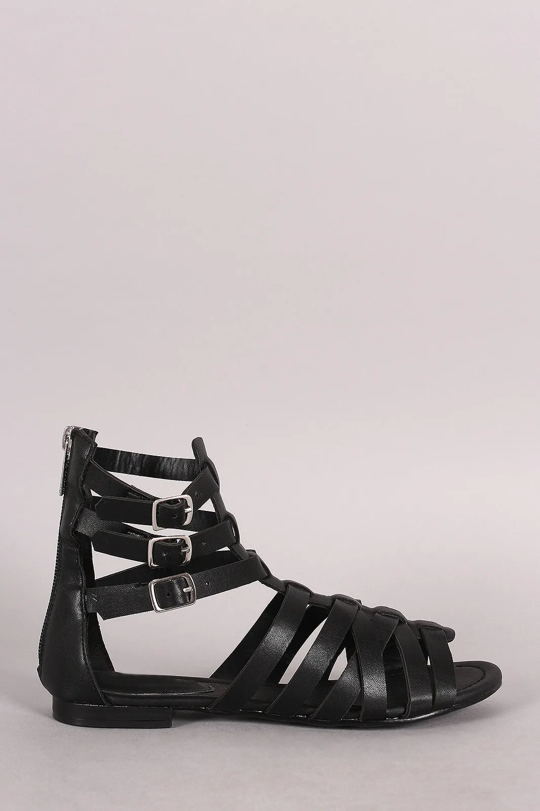 Breckelle Buckled Strappy Gladiator Flat Sandal