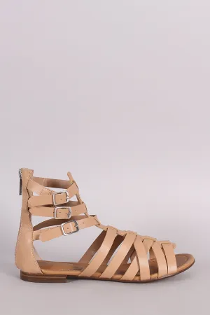 Breckelle Buckled Strappy Gladiator Flat Sandal