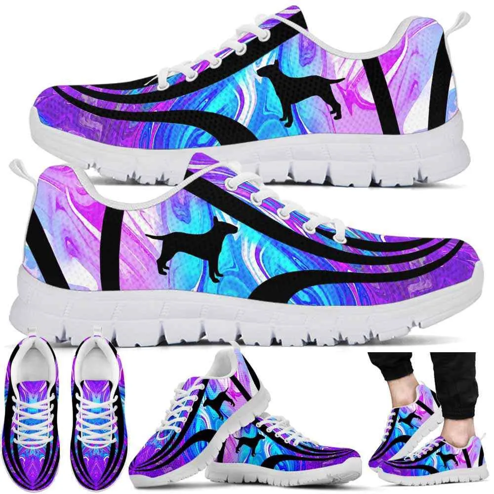 Bull Terrier Sneaker, Bull Terrier Dog Lovers Blue Purple Wave Sneakers Gym Running Shoes Gift Women Men, Bull Terrier Shoes