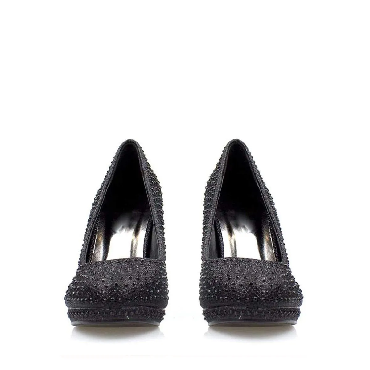 Carnation Round Toe Medium Platform Heel Diamante Court Shoe