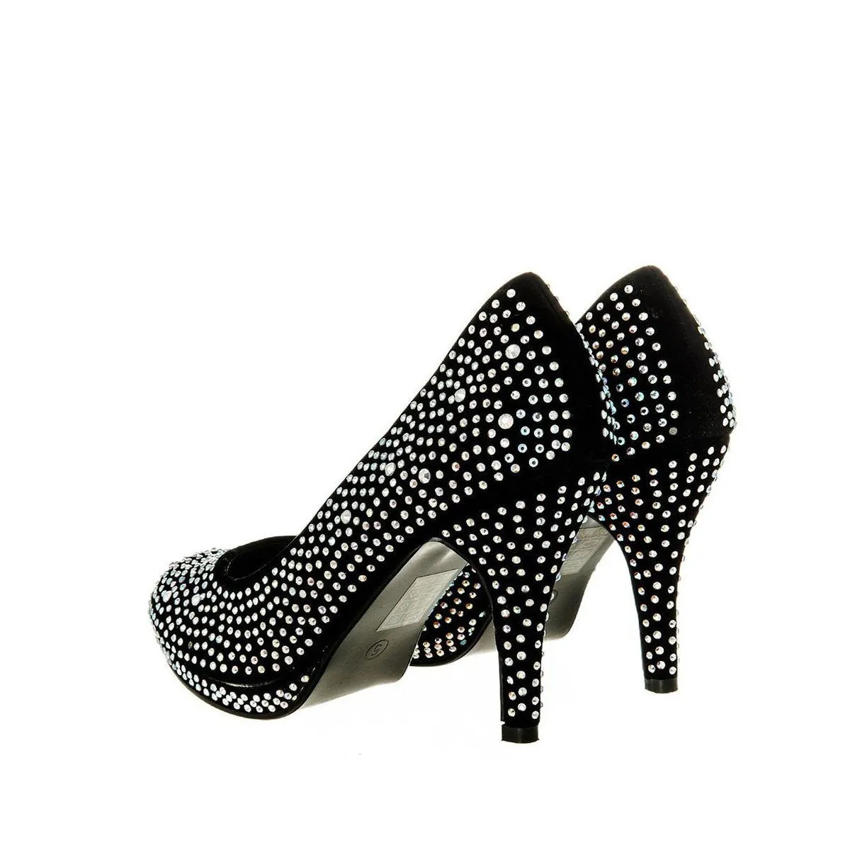 Carnation Round Toe Medium Platform Heel Diamante Court Shoe