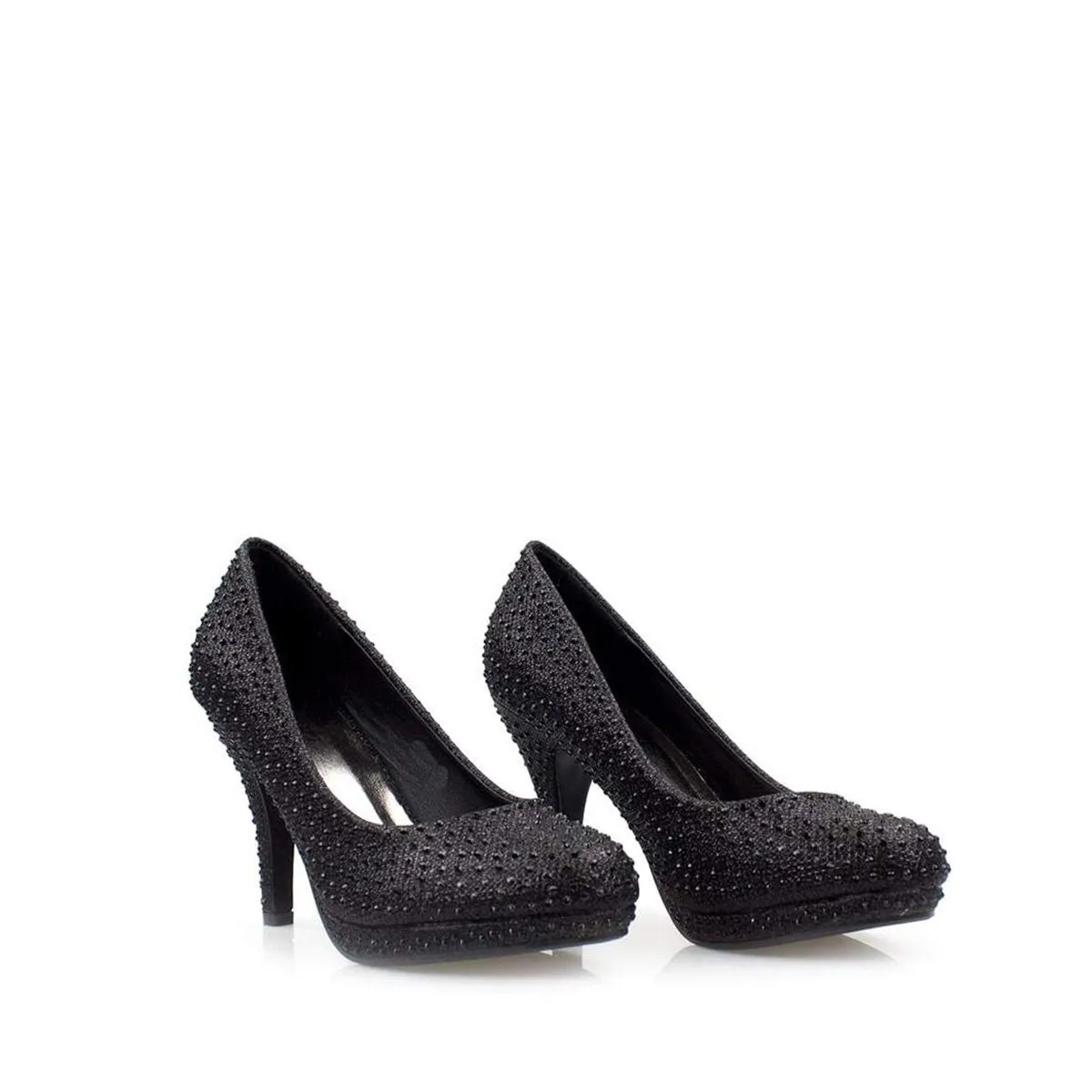 Carnation Round Toe Medium Platform Heel Diamante Court Shoe