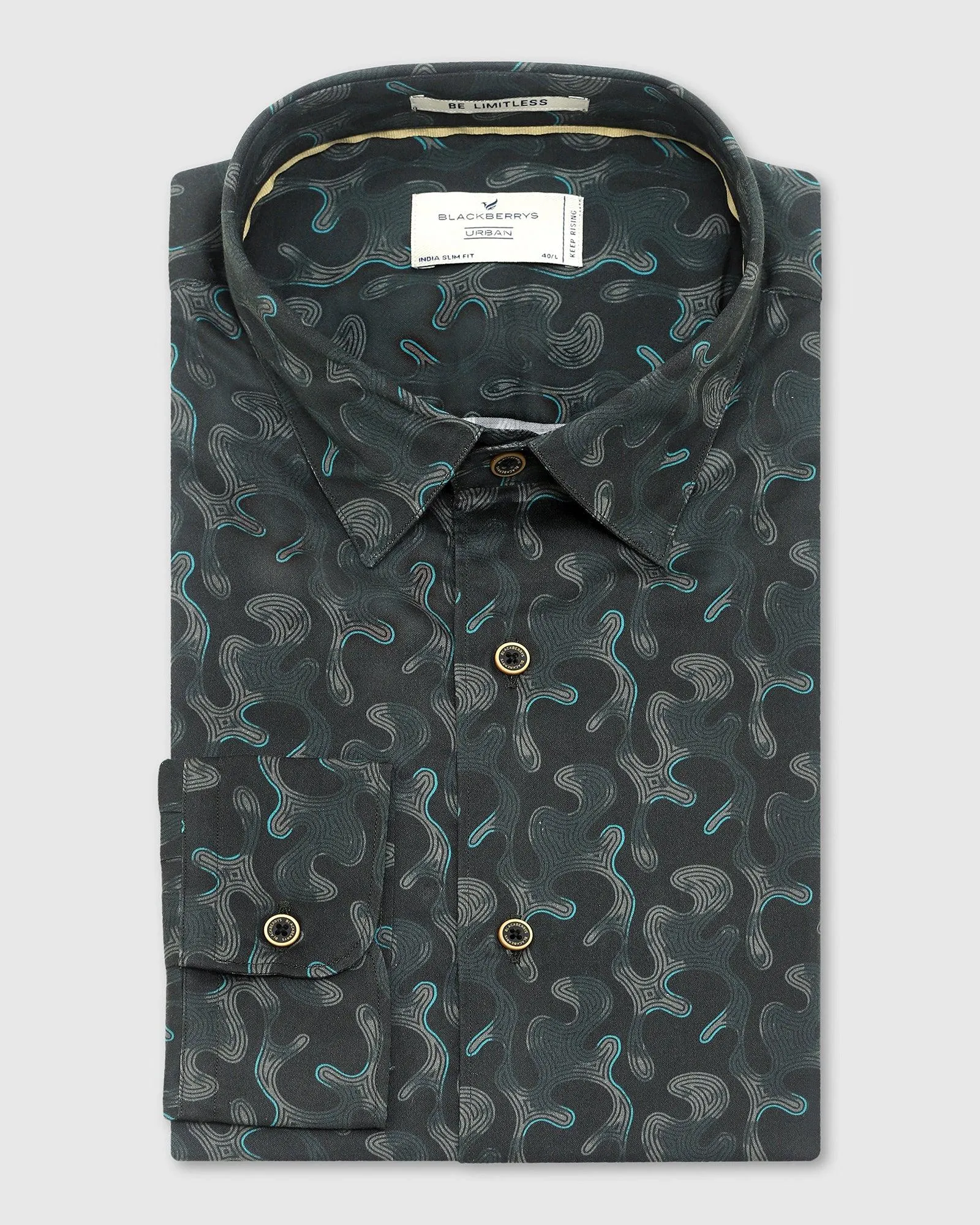 Casual Bottle Green Printed Shirt - Shine