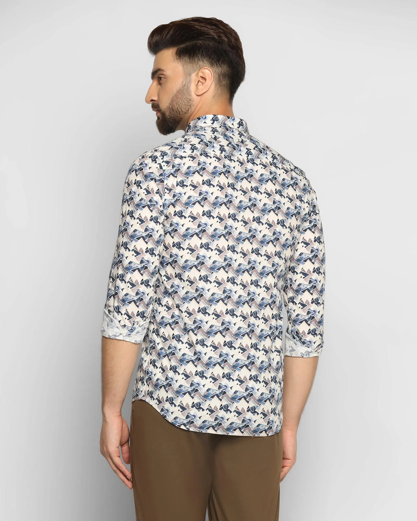 Casual Dark Navy Printed Shirt - Franz