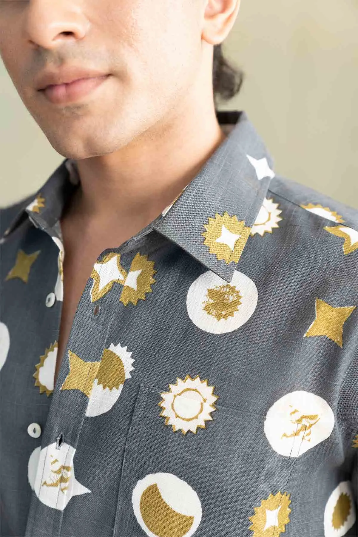 Celestial Sky Printed Shirt (Starry Charcoal)