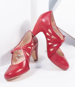 Chelsea Crew Red Leatherette Cutout Lucy Heels