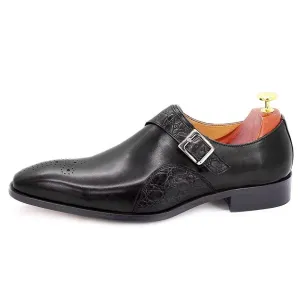 CrocLuxe Exquisite Croc-Embossed Monkstraps Dress Shoes