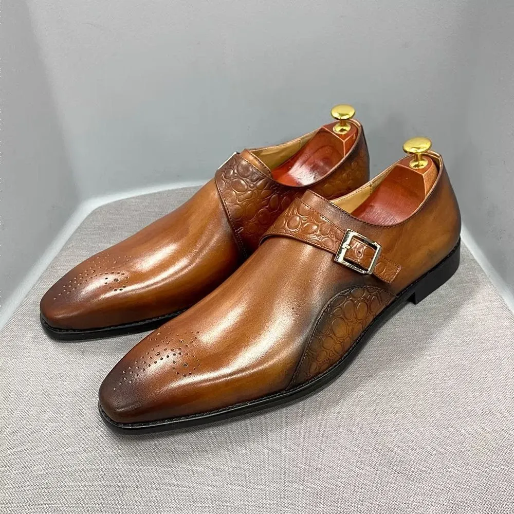 CrocLuxe Exquisite Croc-Embossed Monkstraps Dress Shoes