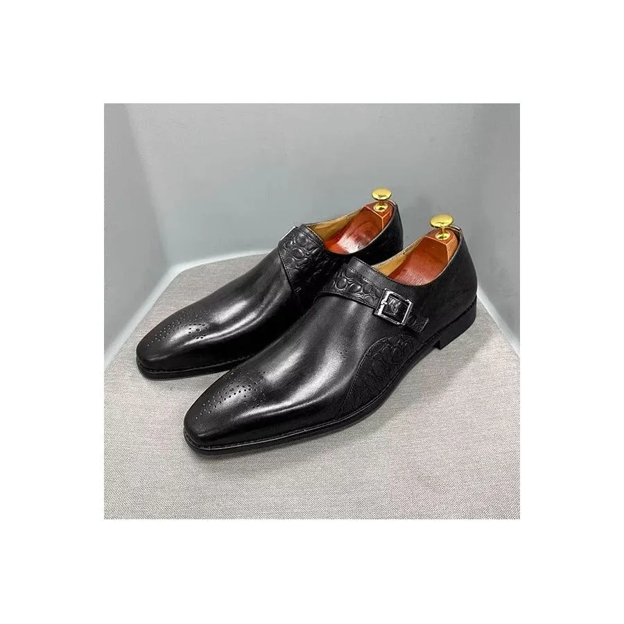 CrocLuxe Exquisite Croc-Embossed Monkstraps Dress Shoes