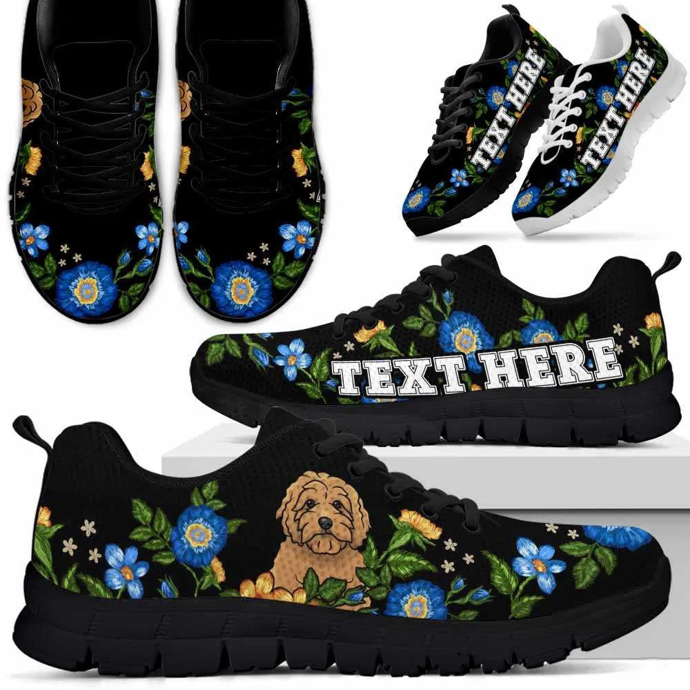 Custom Name Goldendoodle Sneaker, Goldendoodle Colorful Floral Flower Dog Lovers Sneakers Gym Running Shoes, Best Running Shoes