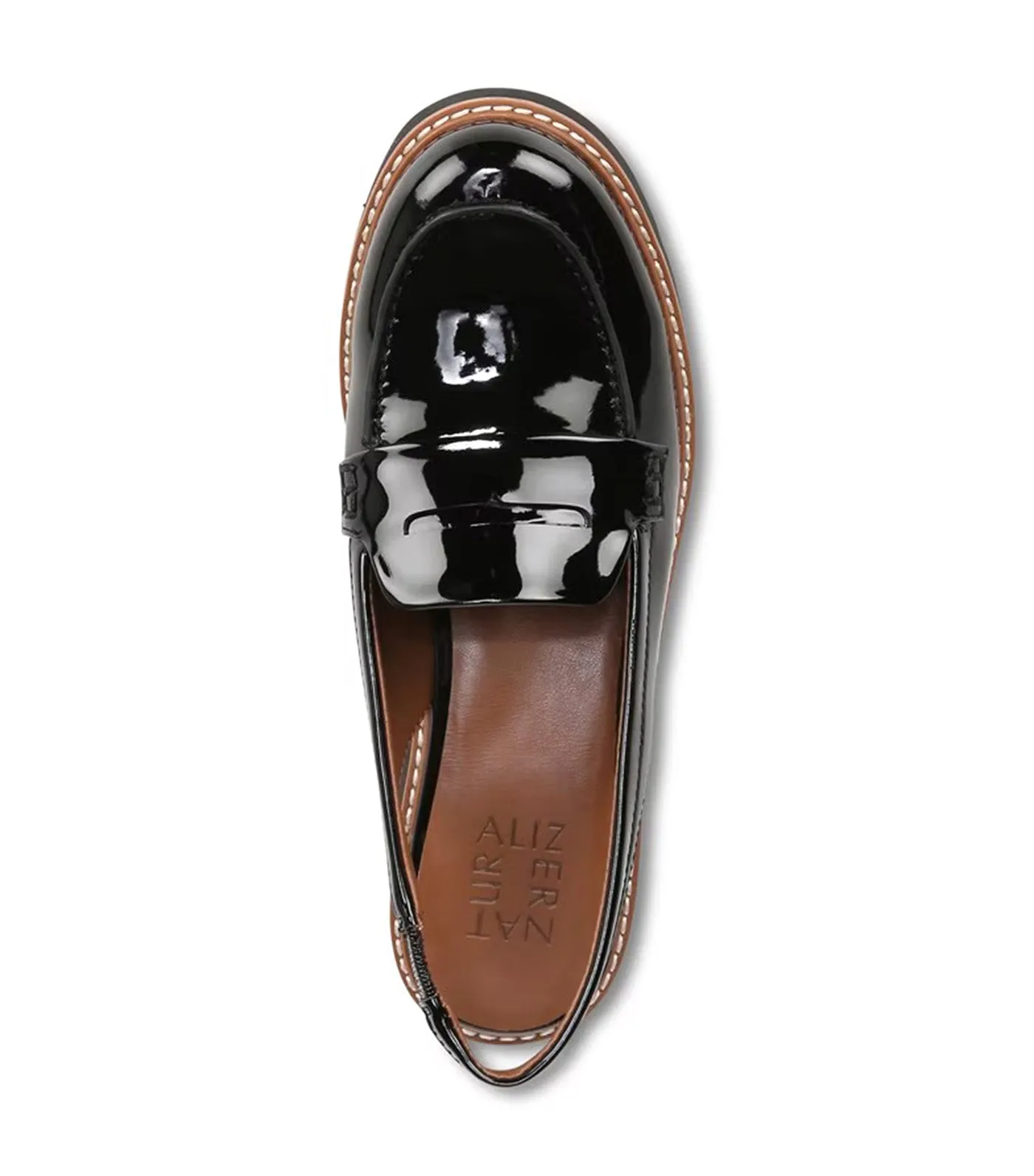 Darry Lug Sole Slingback Loafer Patent Black