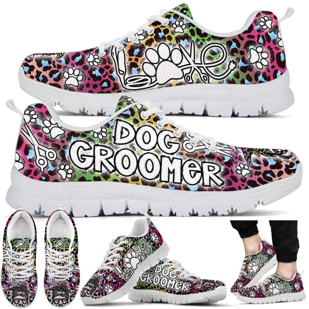 Dog Groomer Sneaker, Dog Groomer Leopard Gradient Sneakers Shoes, Best Running Shoes, Unique Gifts For Dog Lovers