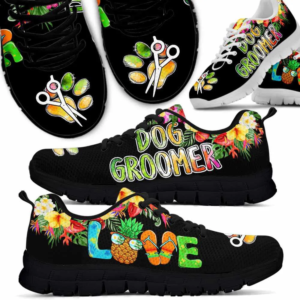 Dog Groomer Sneaker, Dog Groomer Summer Flower Love Sneakers Shoes, Best Running Shoes, Unique Gifts For Dog Lovers