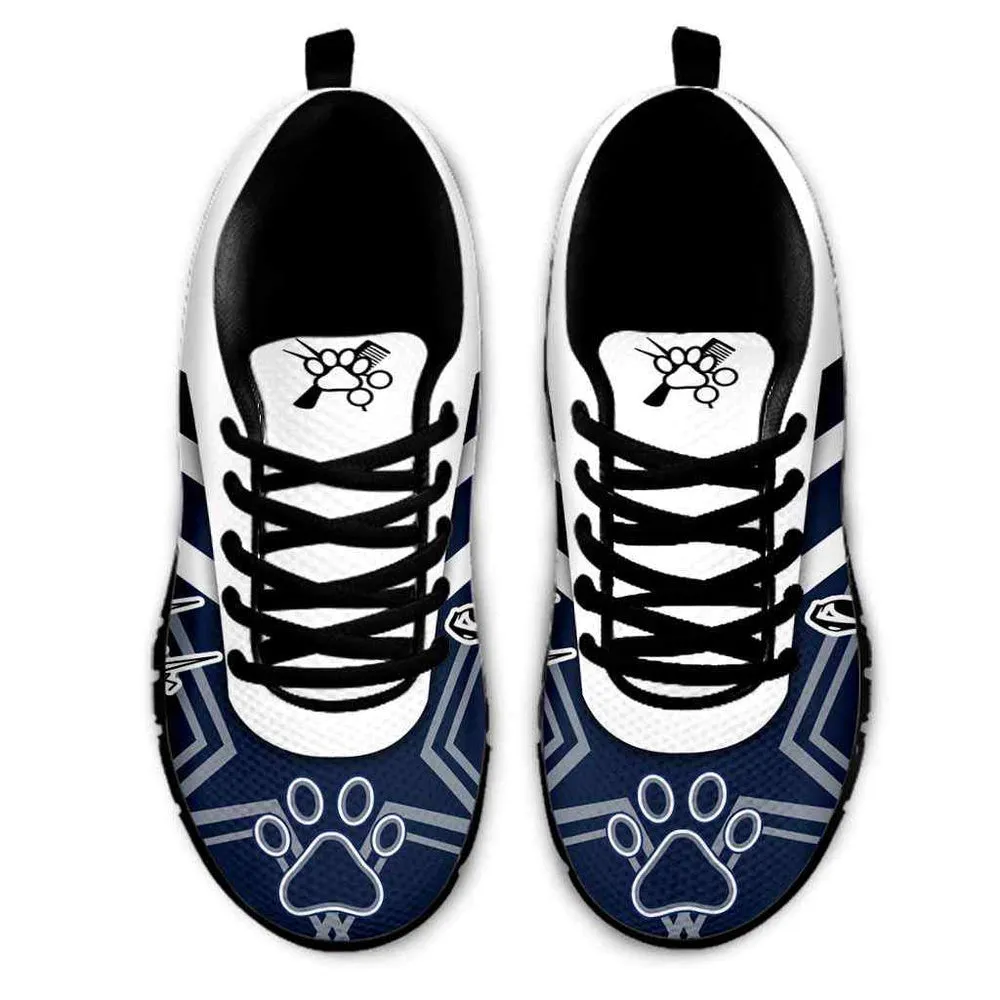 Dog Groomer Sneaker, Navy Line Dog Groomer Heartbeat Sneakers Shoes, Best Running Shoes, Unique Gifts For Dog Lovers