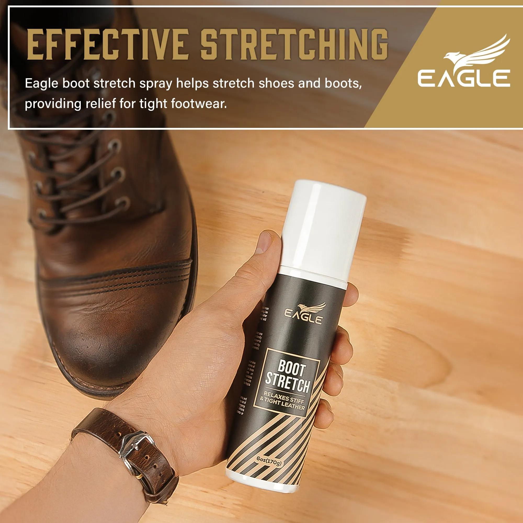 Eagle Boot Stretcher Spray(6oz) - Leather Softener for Shoes & Boots - Shoe Stretch Spray to Relieve Tight Fitting Shoes