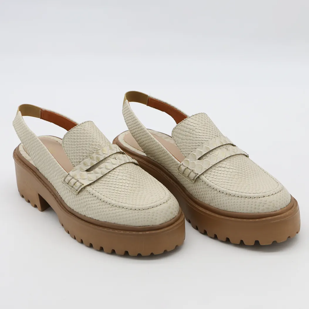 Elodie platform loafers in off white leather womens shoes