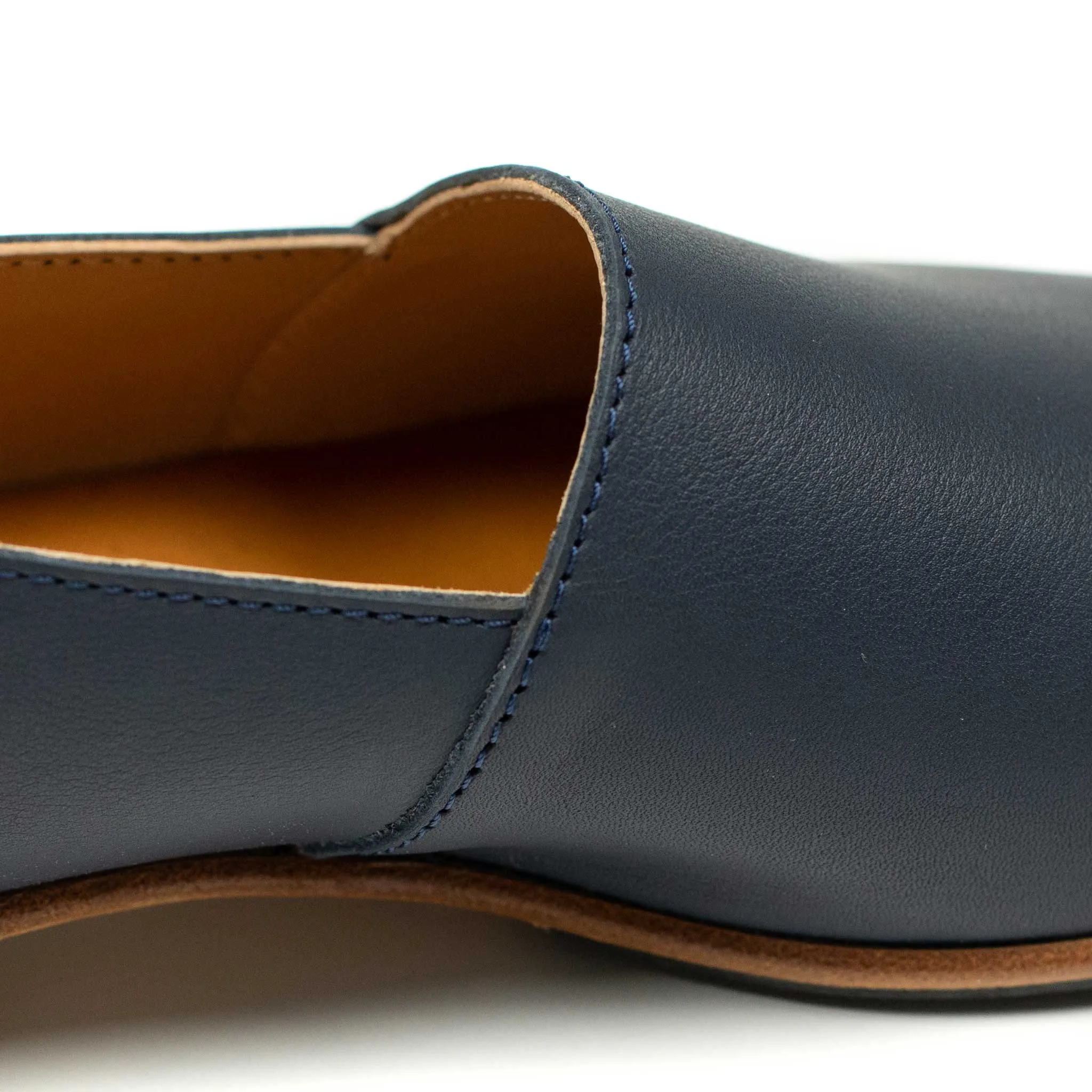 Exclusive Maury slippers in navy soft calf