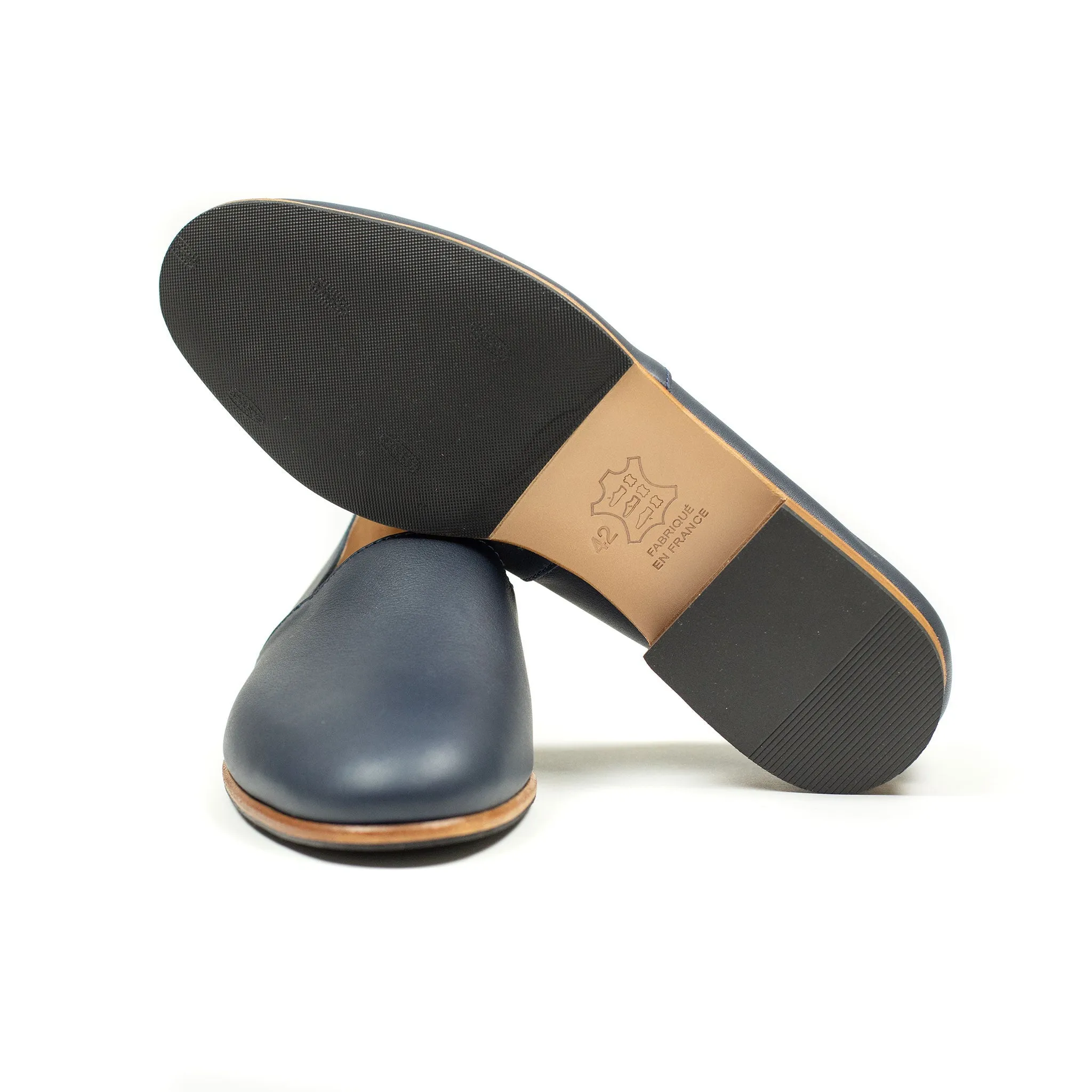 Exclusive Maury slippers in navy soft calf