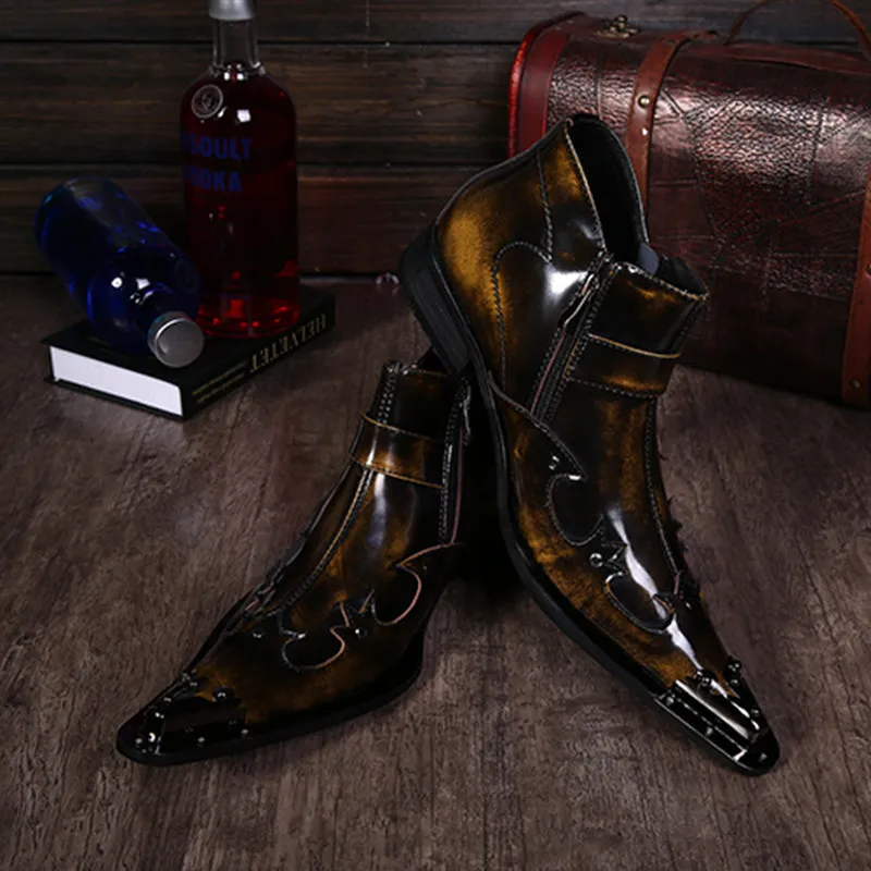 Exotic Metal Toe Western Party Leather Boots