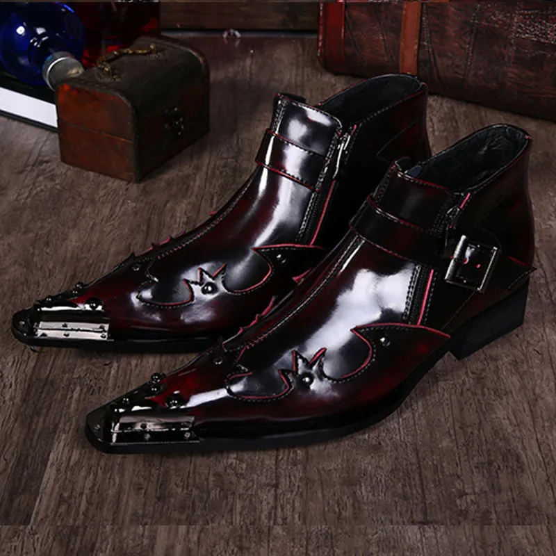 Exotic Metal Toe Western Party Leather Boots