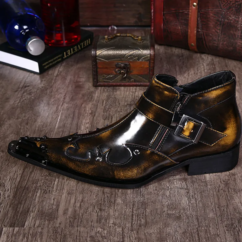 Exotic Metal Toe Western Party Leather Boots