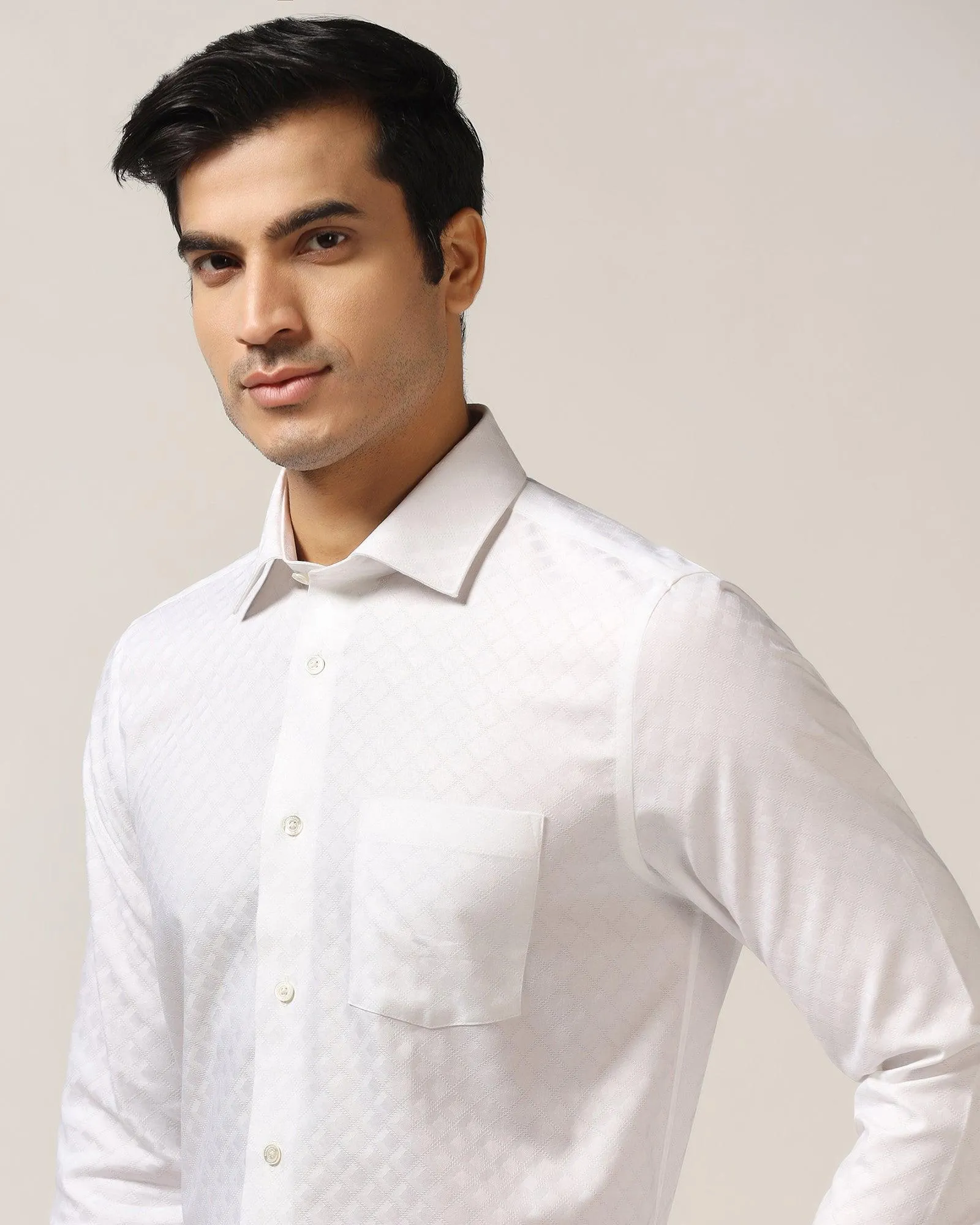 Formal White Printed Shirt - Page