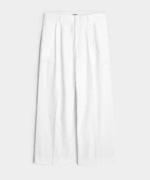 Italian Cotton Linen Gaucho Pant in White