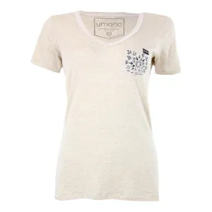 Ivory Short Sleeve T-Shirt with Custom Pocket Art