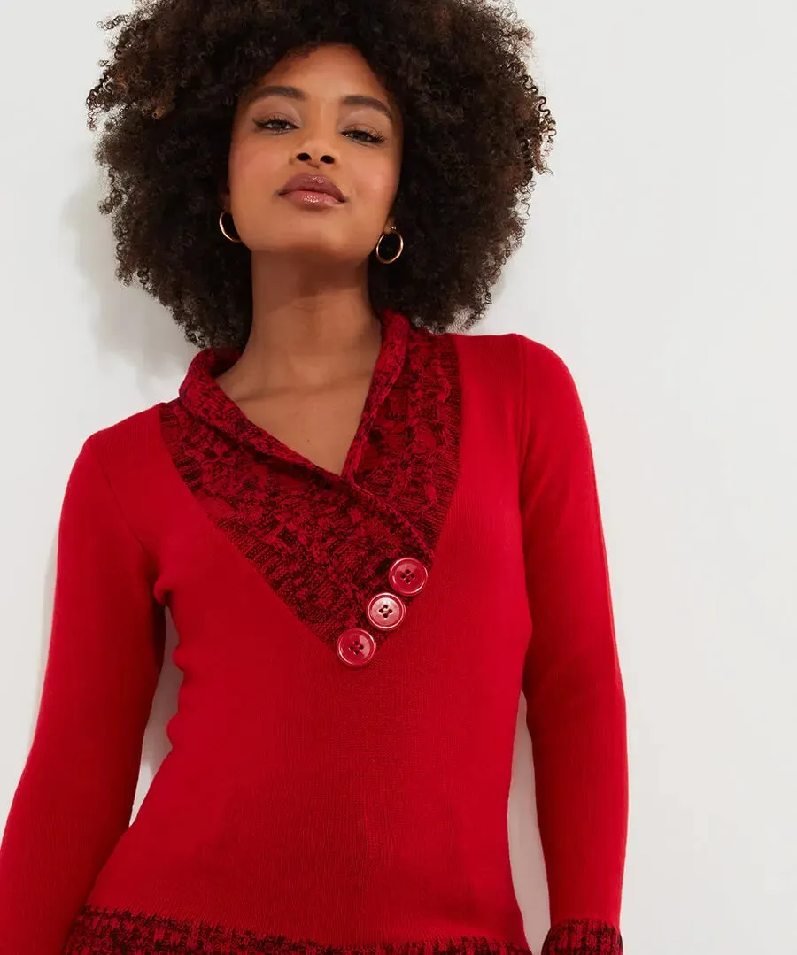 Joe Browns 14 Red Curiously Cosy Knit Jumper