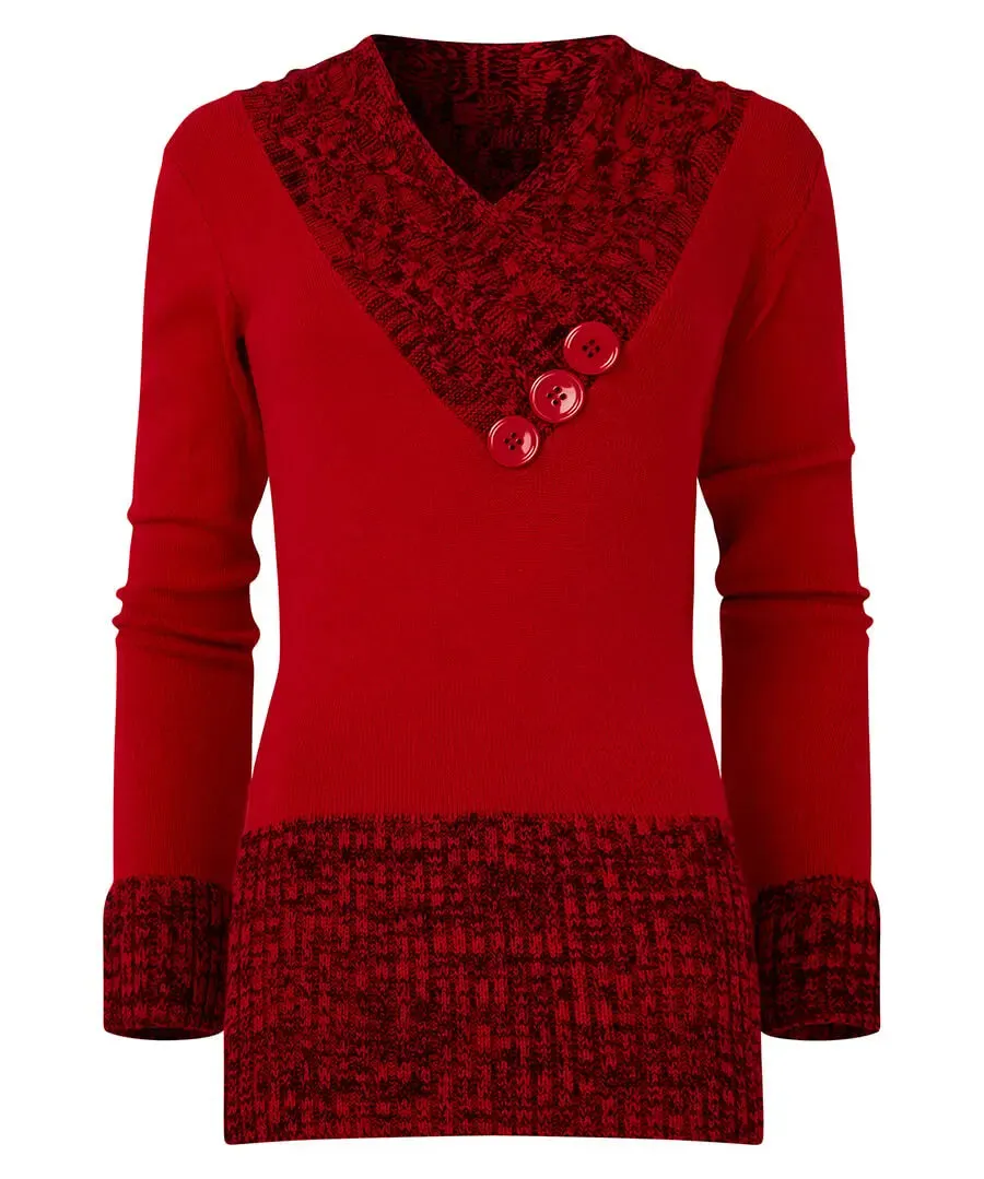 Joe Browns 14 Red Curiously Cosy Knit Jumper