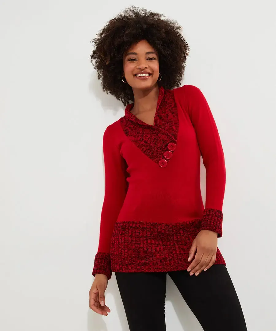 Joe Browns 14 Red Curiously Cosy Knit Jumper