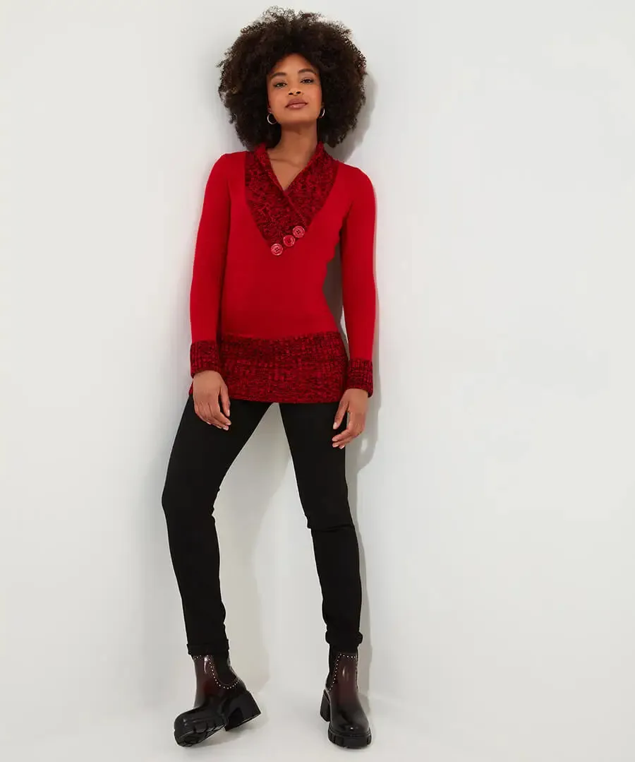 Joe Browns 14 Red Curiously Cosy Knit Jumper