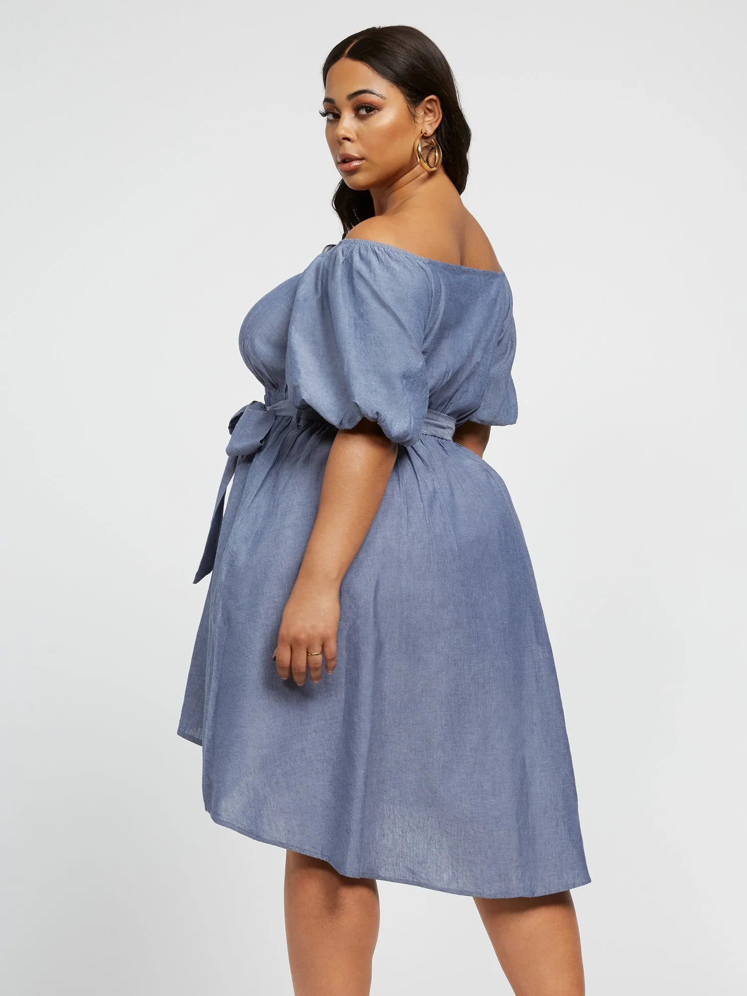 Juliet Off-The-Shoulder Chambray Dress