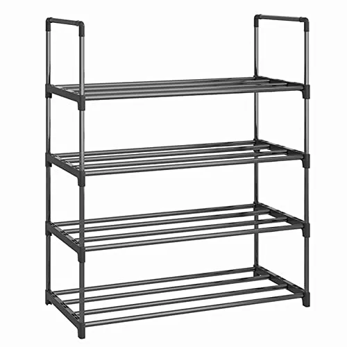 KCHOICE® Shoe Rack 4 Tier/6 Tier Shoe Organizer with 4 Shelves/6 Shelves Metal Shoe Storage Stackable for Living Room Hallway Entrance Black