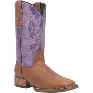 Laredo Womens Mara Tan/Purple Leather Cowboy Boots