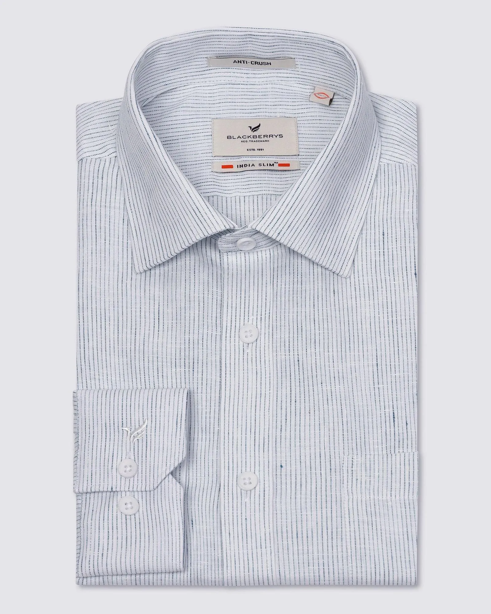 Linen Formal Aqua Stripe Shirt - Andres