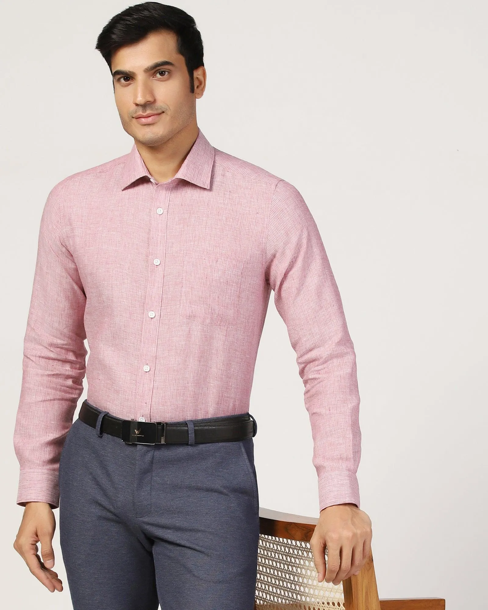 Linen Formal Pink Stripe Shirt - Andres