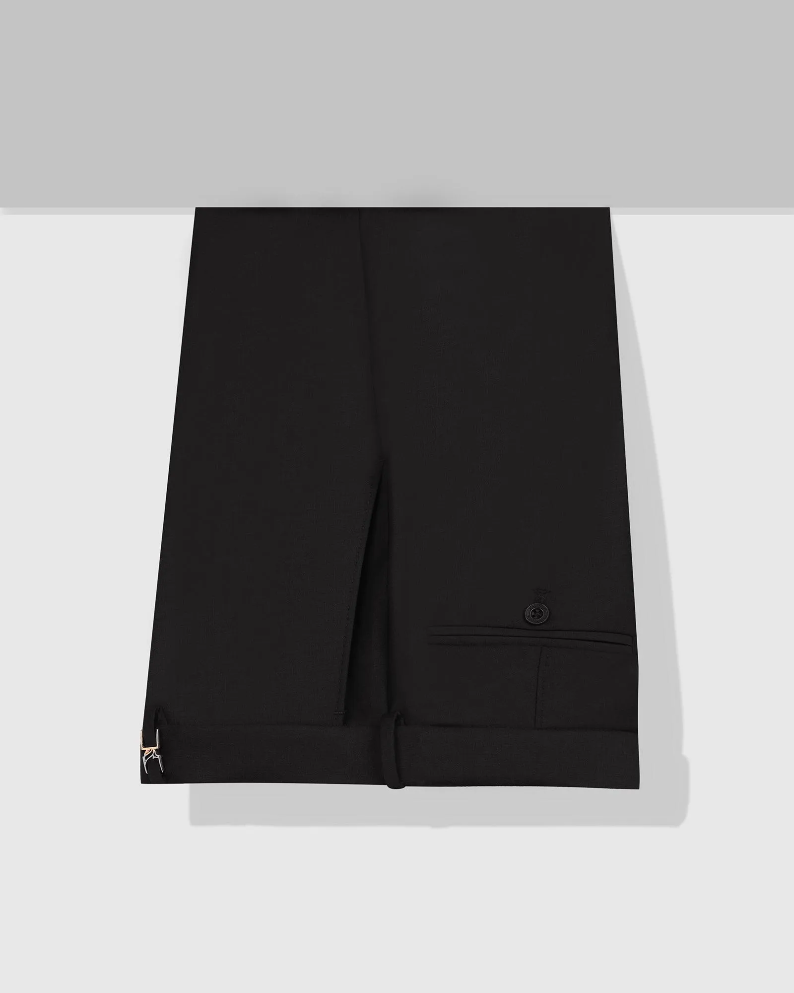 Luxe Slim Comfort B-95 Formal Black Solid Trouser - Lamborghini