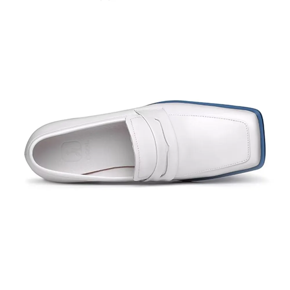 LuxeLeather Square Toe Slip-on Dress Shoes