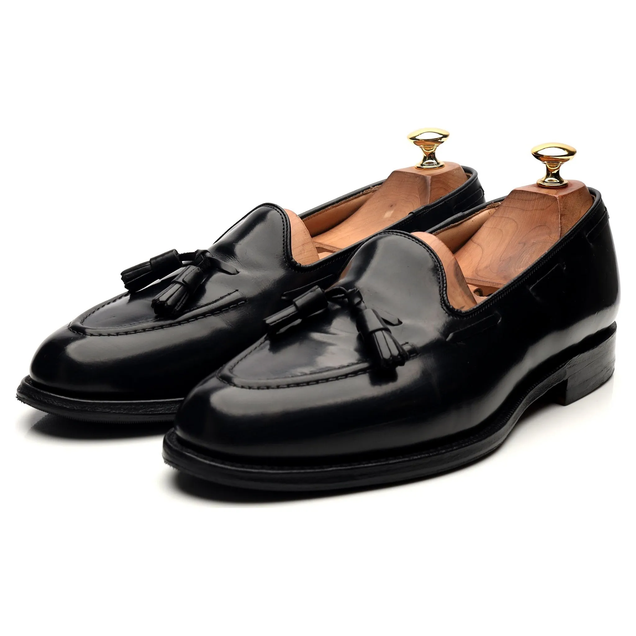 'Melbourne' Black Leather Tassel Loafers UK 9 F