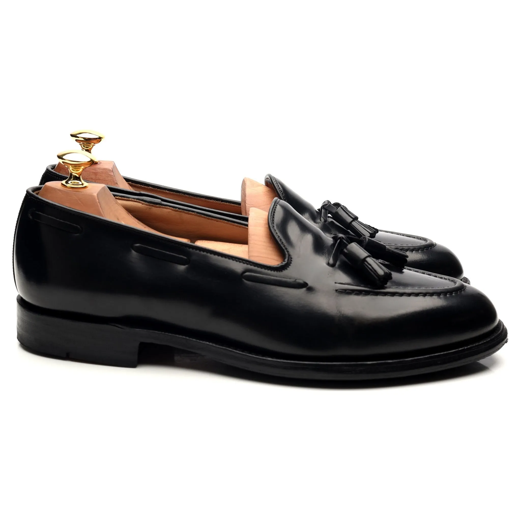 'Melbourne' Black Leather Tassel Loafers UK 9 F