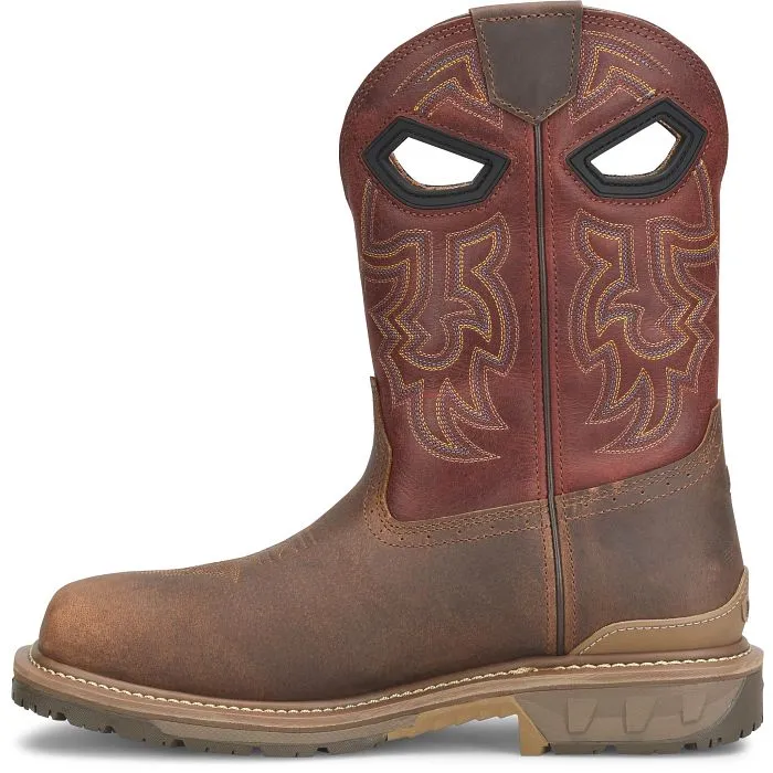 Men's Double H Phantom Rider Brown Broad Square Composite Toe Roper Boots with Red Tops