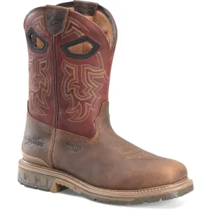 Men's Double H Phantom Rider Brown Broad Square Composite Toe Roper Boots with Red Tops