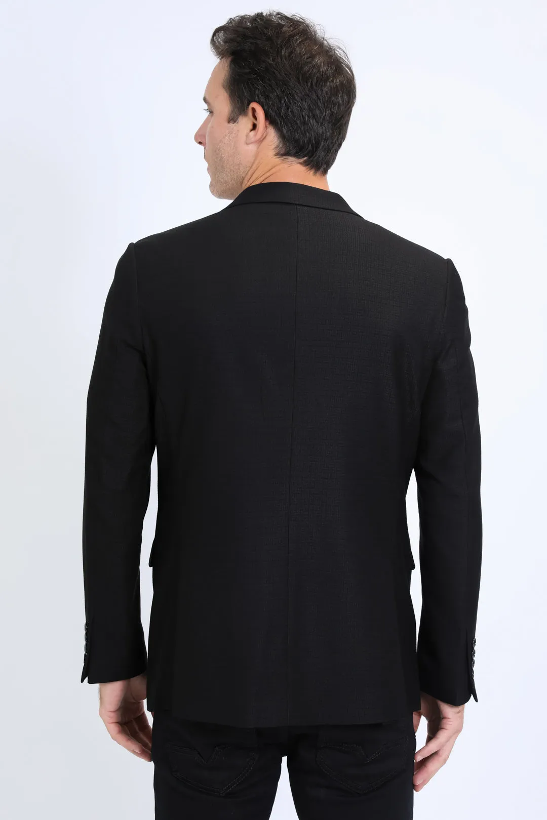 Mens Modern Fit Stretch Date Night Black Blazer