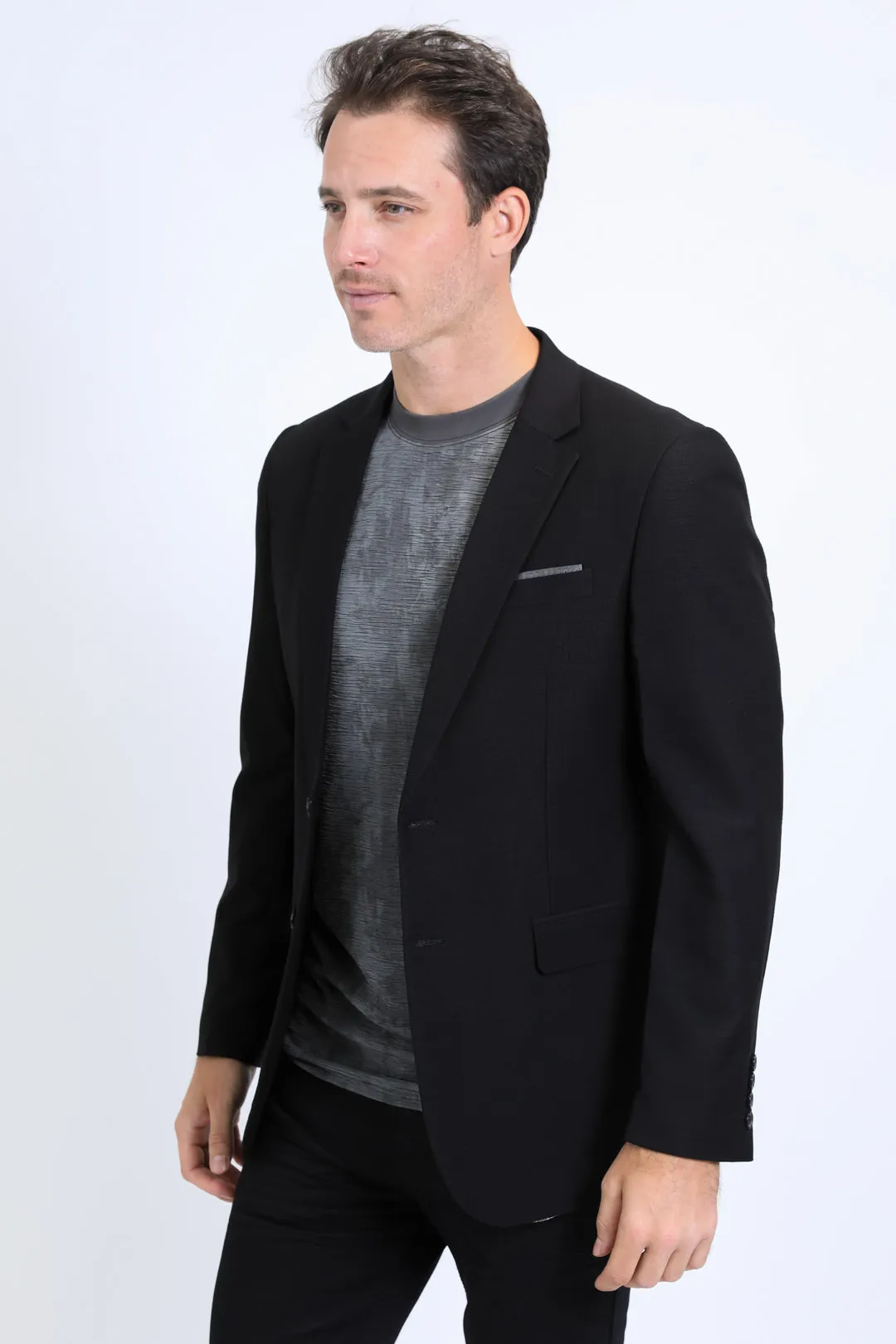 Mens Modern Fit Stretch Date Night Black Blazer